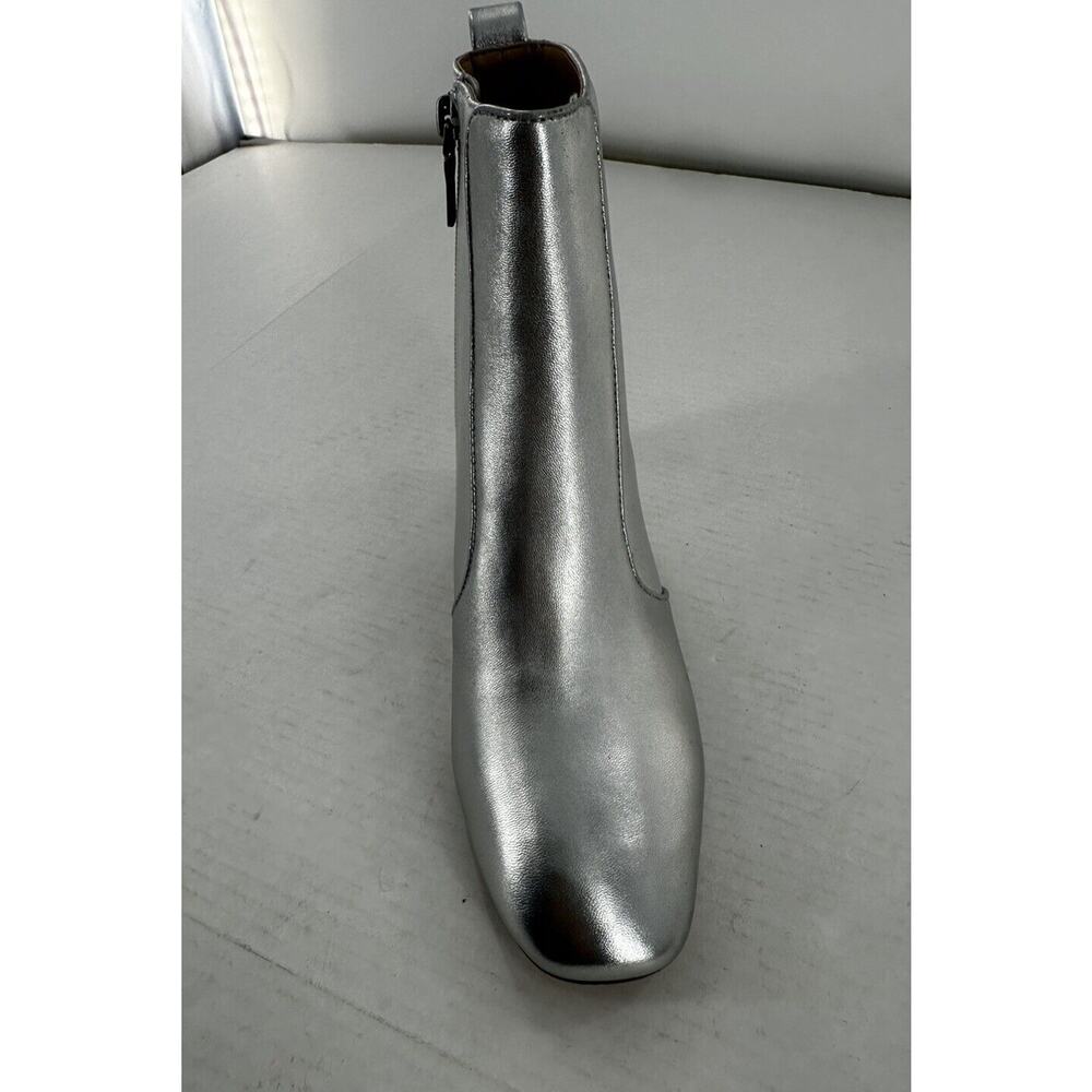 Coach Ankle Noah Bootie Sz 9.5 Silver Metallic Leather Almond Toe Amputee Left - Picture 3 of 15